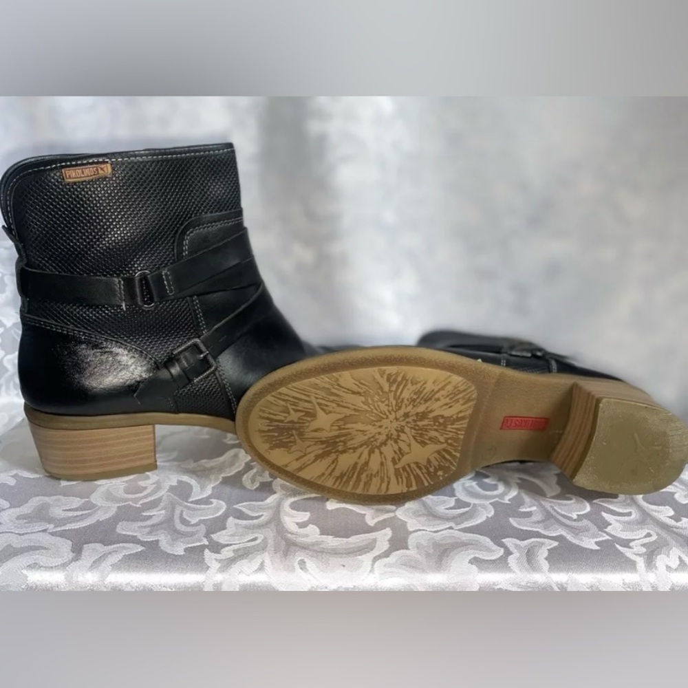 Pikolinos Zaragoza Mid Heel Ankle Boots With Buckles, Black Leather, Women’s 38 - Picture 11 of 16
